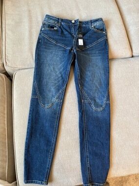 Fashion Nova Blue Panel Ankle Jeans